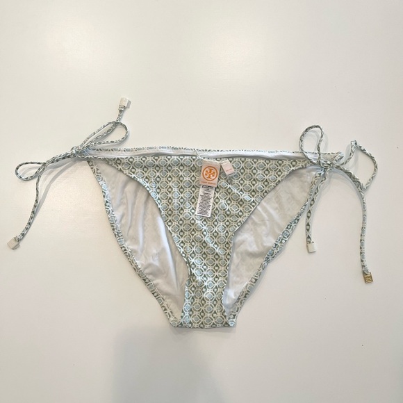 Tory Burch Bikini Bottom Geometric Print Side Tide Women Size XL Green Blue NEW - Picture 1 of 7